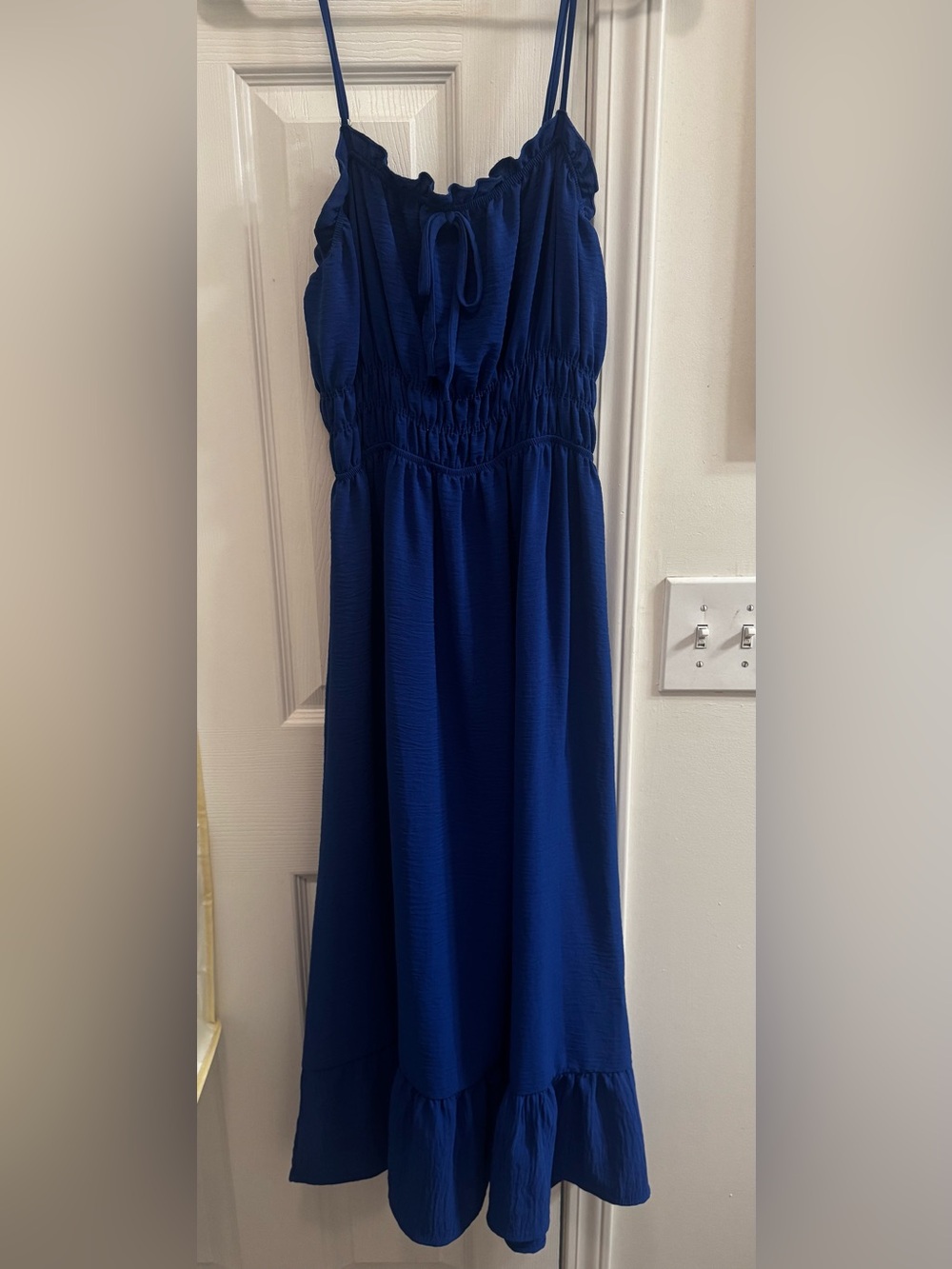 Women’s Blue Midi Sundress with Spaghetti Straps